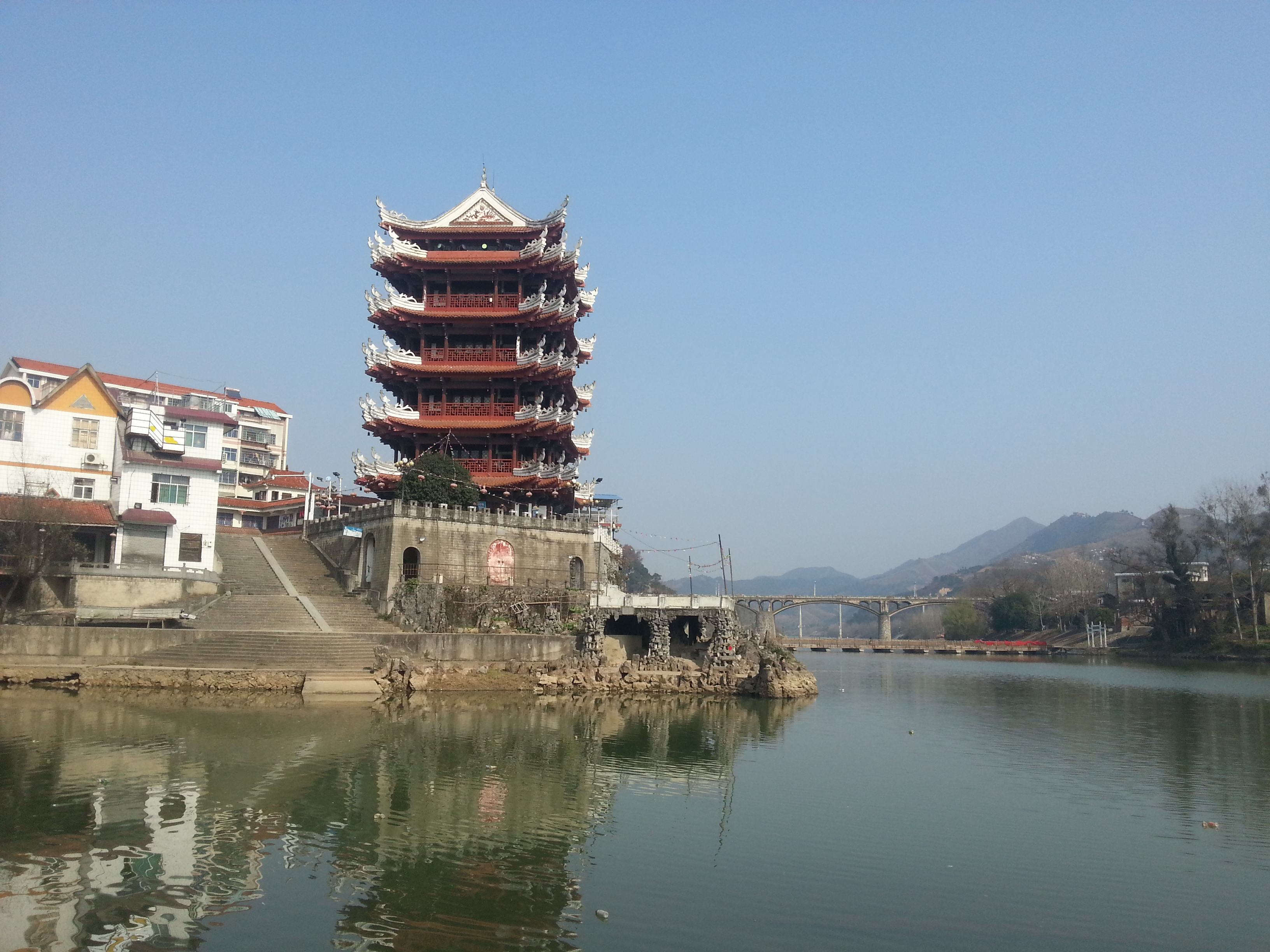 航拍靖州城·渠江 天空之城的绚烂画卷